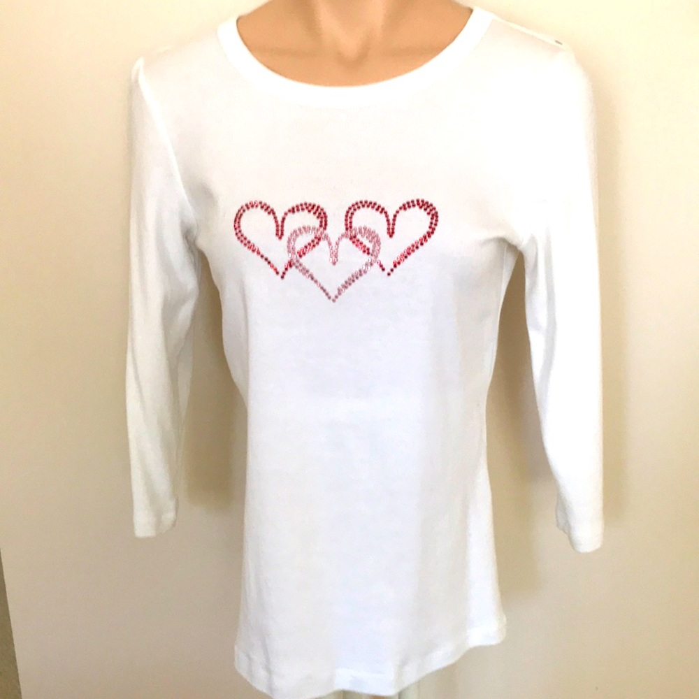 Talbots 3/4 length Pima Cotton Shirt with 3 Hearts